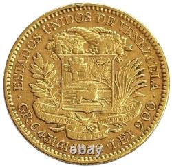 1879 Gold Venezuela 20 Bolivares Simon Bolivar Coin Brussels Mint