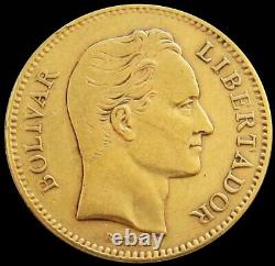 1880 Gold Venezuela 20 Bolivares 6.4516 Grams Simon Bolivar Coin Early Date