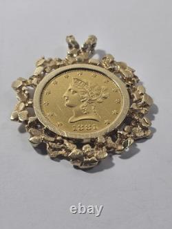 1881 $10 U. S. Gold Coin In Nugget Style 14 Kt Y/g Pendant 32+ Grams