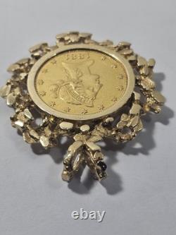 1881 $10 U. S. Gold Coin In Nugget Style 14 Kt Y/g Pendant 32+ Grams