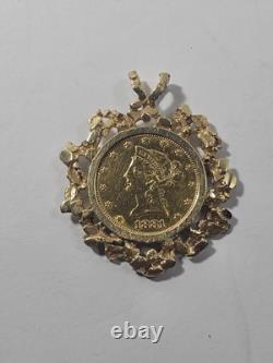 1881 $10 U. S. Gold Coin In Nugget Style 14 Kt Y/g Pendant 32+ Grams
