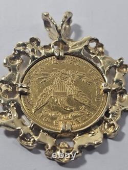 1881 $10 U. S. Gold Coin In Nugget Style 14 Kt Y/g Pendant 32+ Grams