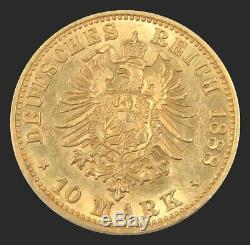 1888 A Gold 3.982 Gram German States Prussia 10 Mark Friedrich III Coin