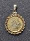 1892 Liberty Head Gold $5 Half-eagle Us Coin Pendant With14k Bezel 11.4 G Total