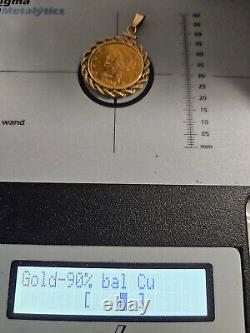 1892 Liberty Head Gold $5 Half-Eagle US Coin Pendant with14k Bezel 11.4 g Total