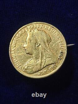 1894 Gold HALF-Sovereign Great Britian Coin 0.1176 AGW 3.99 GRAMS PIN