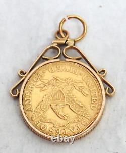 1895 Gold United States $5 Liberty Head Half Eagle Coin In 14k Frame Pendant