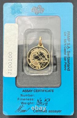 1896-1996 Pamp Suisse Klondike Gold Rush 100th Anniv 14kt Gold Coin Pendant OGP