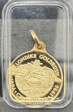 1896-1996 Pamp Suisse Klondike Gold Rush 100th Anniv 14kt Gold Coin Pendant OGP