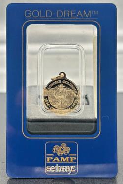 1896-1996 Pamp Suisse Klondike Gold Rush 100th Anniv 14kt Gold Coin Pendant OGP