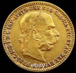 1896 Gold Austria 10 Corona 3.3875 Grams Franz Joseph Coin Au