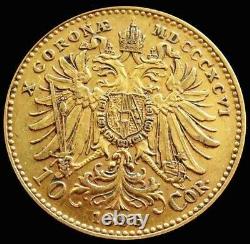 1896 Gold Austria 10 Corona 3.3875 Grams Franz Joseph Coin Au