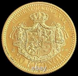 1898 Gold Sweden 20 Kronor 8.96 Grams Oscar II Coin Please Read