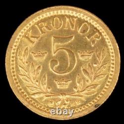 1899 EB Sweden 5 Kronor Gold Coin