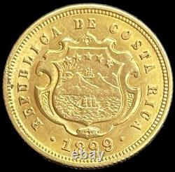 1899 Gold Costa Rica 5 Colones Christopher Colombus Coin