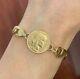 18k/22k Yellow Gold 20 Franc Rooster Coin Chain Link Bracelet 31.70 Grams