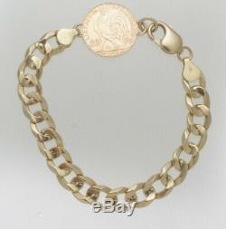 18K/22k Yellow Gold 20 Franc Rooster Coin Chain Link Bracelet 31.70 Grams