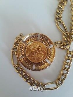 18K Solid Gold Vintage 1959 Coin withDiamonds Necklace 46 grams