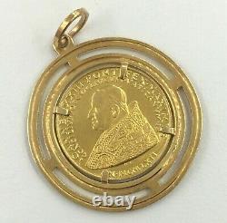 18K Yellow Gold Bezel with Pope Joannes XXIII Religious Coin Pendant 12.7 grams