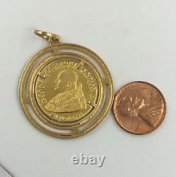 18K Yellow Gold Bezel with Pope Joannes XXIII Religious Coin Pendant 12.7 grams