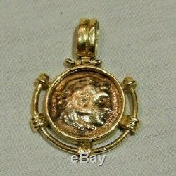 18K Yellow Gold Roman Coin Pendant Heavy 10.2 Grams