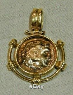 18K Yellow Gold Roman Coin Pendant Heavy 10.2 Grams