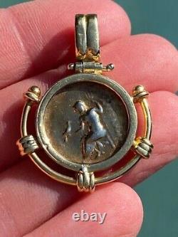 18K Yellow Gold Roman Coin Pendant Heavy 10.2 Grams