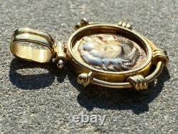 18K Yellow Gold Roman Coin Pendant Heavy 10.2 Grams