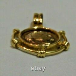 18K Yellow Gold Roman Coin Pendant Heavy 10.2 Grams