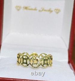 18k Solid Yellow Gold Lucky Coin Money Band Ring. Size 6. 2.15 Grams