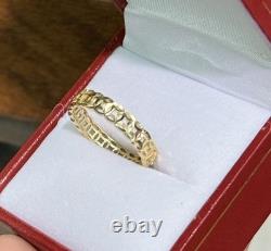 18k Solid Yellow Gold Lucky Coin Money Band Ring. Size 7.75, 2.0 Grams