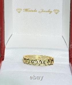 18k Solid Yellow Gold Lucky Coin Money Band Ring. Size 7.75, 2.0 Grams