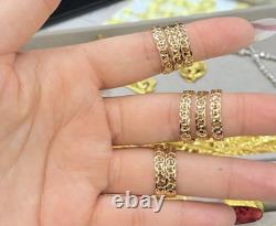 18k Solid Yellow Gold Lucky Coin Money Band Ring. Size 7.75, 2.0 Grams