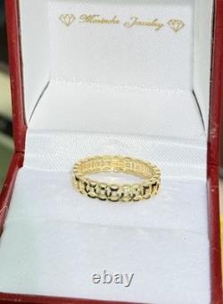 18k Solid Yellow Gold Lucky Coin Money Band Ring. Size 7.75, 2.0 Grams