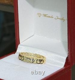18k Solid Yellow Gold Lucky Coin Money Band Ring. Size 7.75, 2.0 Grams