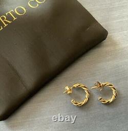 18k YG Roberto Coin Twist Hoop Earrings 5/8 diameter 2.6 Grams Marked & Rubies
