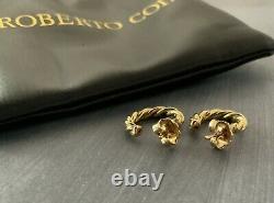 18k YG Roberto Coin Twist Hoop Earrings 5/8 diameter 2.6 Grams Marked & Rubies