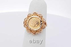 18k Yellow Gold Coin Inspired Ring 3.4 Grams Size 4.5 Eb0826oirsa