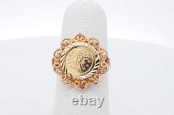 18k Yellow Gold Coin Inspired Ring 3.4 Grams Size 4.5 Eb0826oirsa