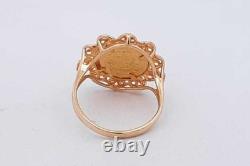 18k Yellow Gold Coin Inspired Ring 3.4 Grams Size 4.5 Eb0826oirsa