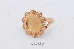 18k Yellow Gold Coin Inspired Ring 3.4 Grams Size 4.5 Eb0826oirsa
