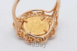 18k Yellow Gold Coin Inspired Ring 3.4 Grams Size 4.5 Eb0826oirsa