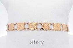 18k Yellow Gold Coin Style Link Bracelet 7.2 Grams 7 Inch Eb0426rrxsa