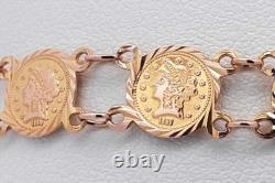 18k Yellow Gold Coin Style Link Bracelet 7.2 Grams 7 Inch Eb0426rrxsa