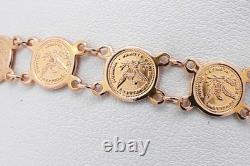 18k Yellow Gold Coin Style Link Bracelet 7.2 Grams 7 Inch Eb0426rrxsa