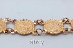 18k Yellow Gold Coin Style Link Bracelet 7.2 Grams 7 Inch Eb0426rrxsa