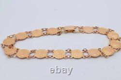 18k Yellow Gold Coin Style Link Bracelet 7.2 Grams 7 Inch Eb0426rrxsa