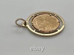 18k Yellow Gold Framed Swiss Helvetia 1947 20 franc Gold Coin Pendant 10.2 Grams