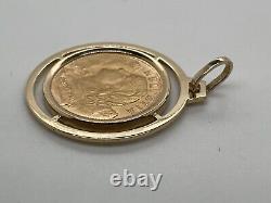 18k Yellow Gold Framed Swiss Helvetia 1947 20 franc Gold Coin Pendant 10.2 Grams