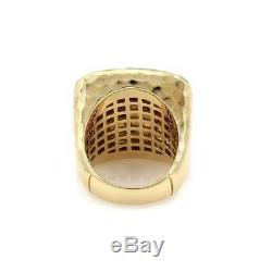 18k Yellow Gold, Roberto Coin Martellato Square Top Ring 17+grams, Size 7.5